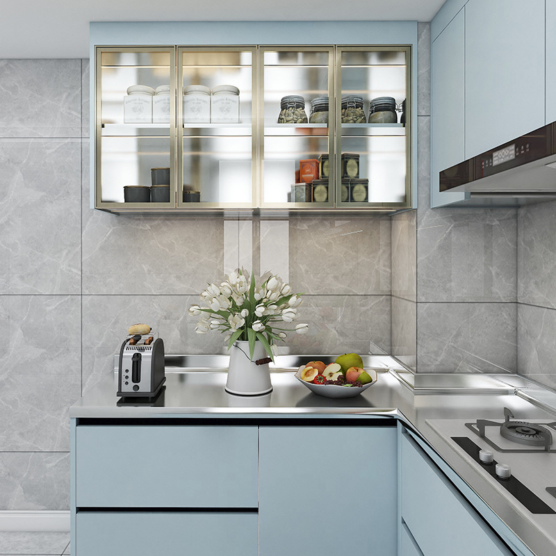 2024 modern Custom high gloss white oak melamine board kitchen cabinet u shape designs 