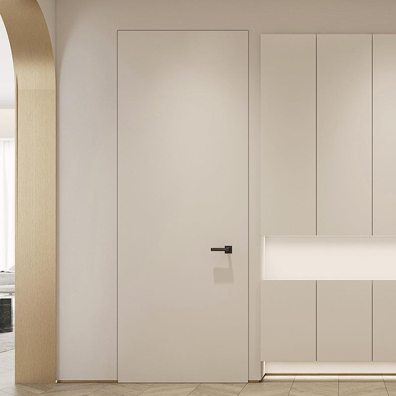 Modern Interior Design Invisible Frame Aluminum Wood Bedroom Door