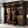 Garderobe, Möbel, Kleidung, Aufbewahrung, begehbarer Kleiderschrank, Kleiderschrank, schwarze Kleiderschränke, Schrank, Schrank mit Glastür, LED-Leuchten