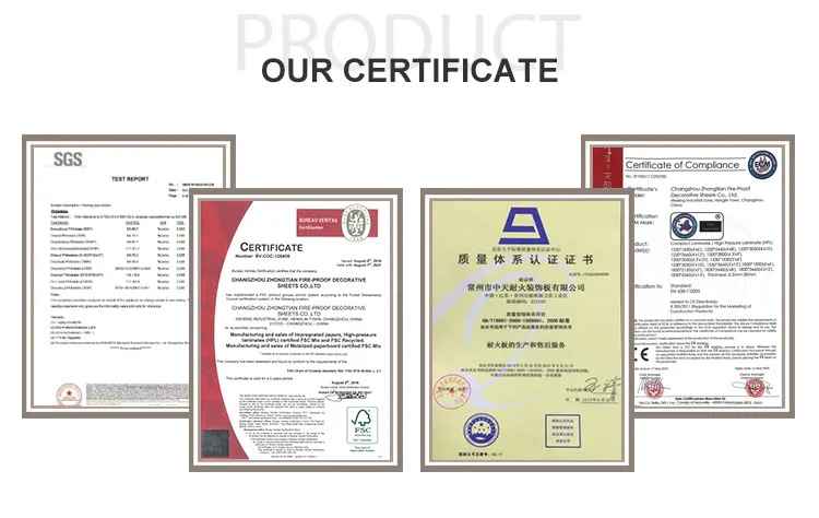 HPL toilet partition certificate
