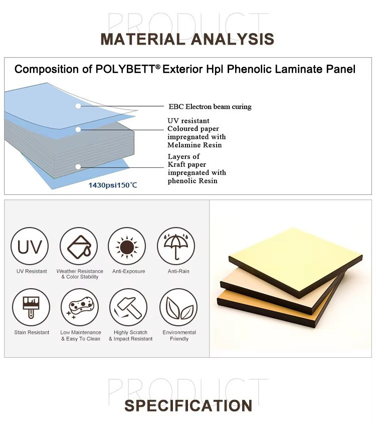 Exterior HPL compact laminate for facade and outdoor building decoration