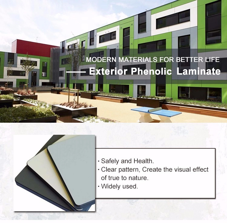 Decorative exterior 12mm phenolic resin compact laminate panel