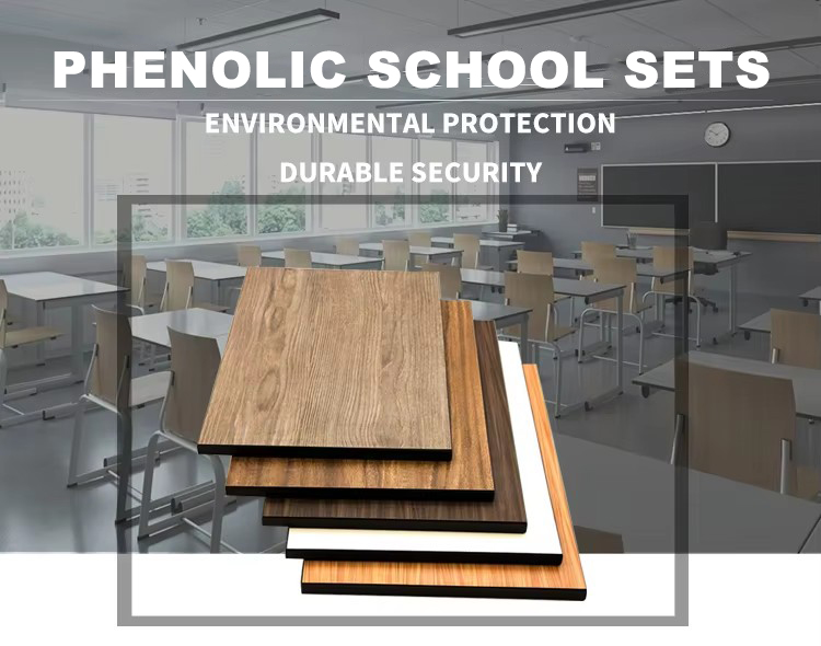 Good quality Banc Ecole HPL laminate school desk and chair 2 sit for sale